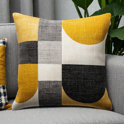 Modern Geometric Linen Pillow Cover