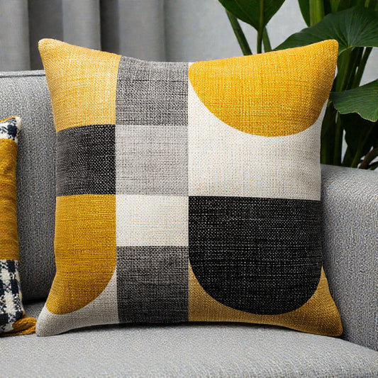 Modern Geometric Linen Pillow Cover